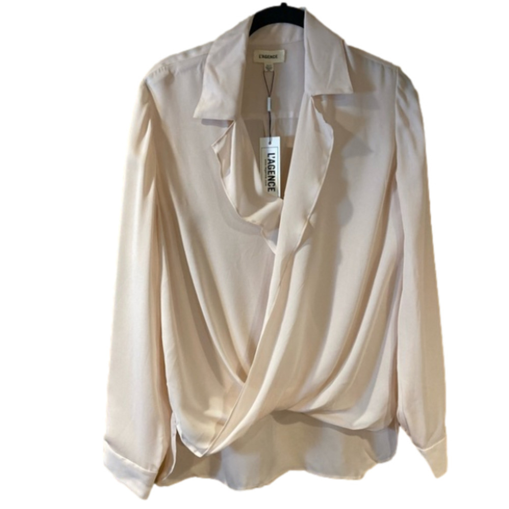 L’agence LIGHT PINK RITA DRAPE FRONT SILK BLOUSE- SIZE XS- NWT